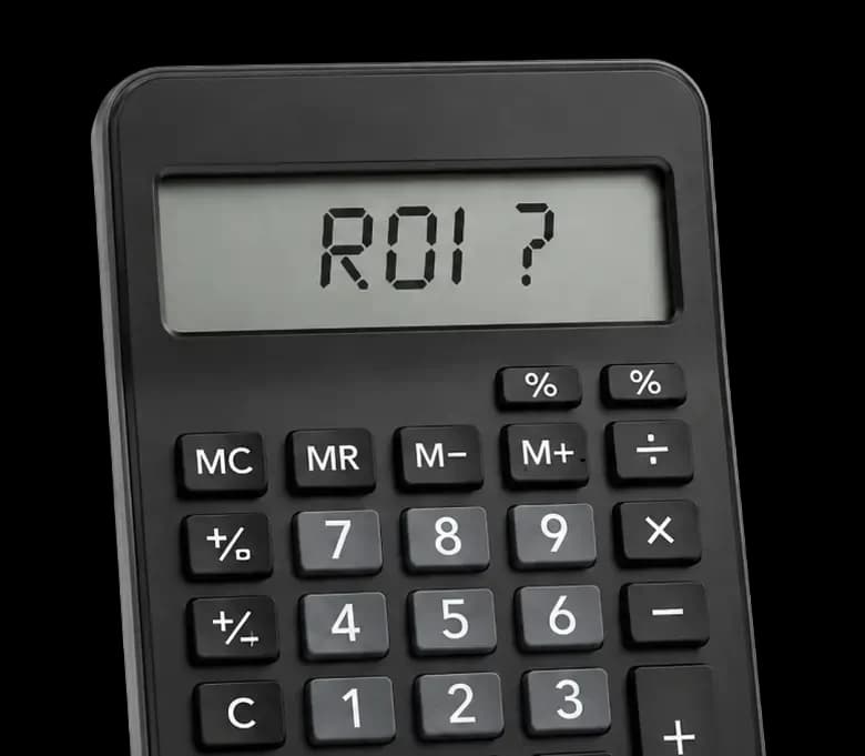 Calculadora com "ROI ?" no visor