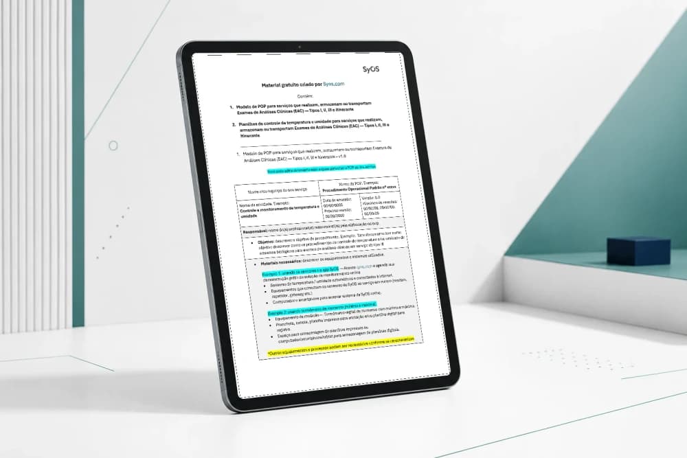 Material RDC 978 Anvisa: checklists, POP e planilha de temperatura aberto na tela de um tablet