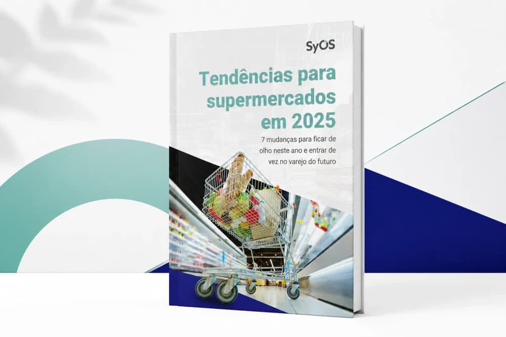Capa impressa do material Tendências para Supermercados em 2025, da SyOS