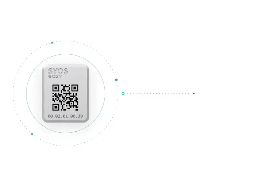 Sensor SyOS Easy em destaque, com o círculo de conexão da plataforma